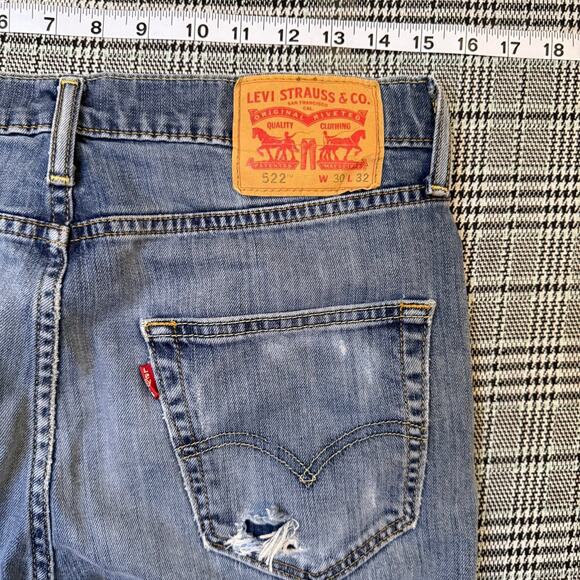 Levi's 522 Men's Jeans Light Blue Wash 30x32 Denim Stretch - Picture 2 of 8